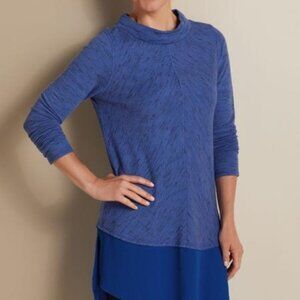 Soft Surroundings York Tiered Pullover Tunic Top Size XS Periwinkle Hi-lo Hem
